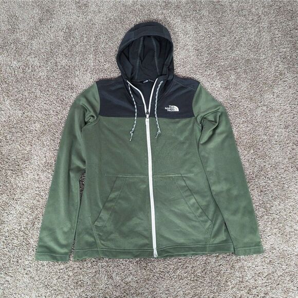 The North Face Womens Tech Mezzaluna Hoodie Jacket Green Grey Full Zip Sz Small - Picture 1 of 4